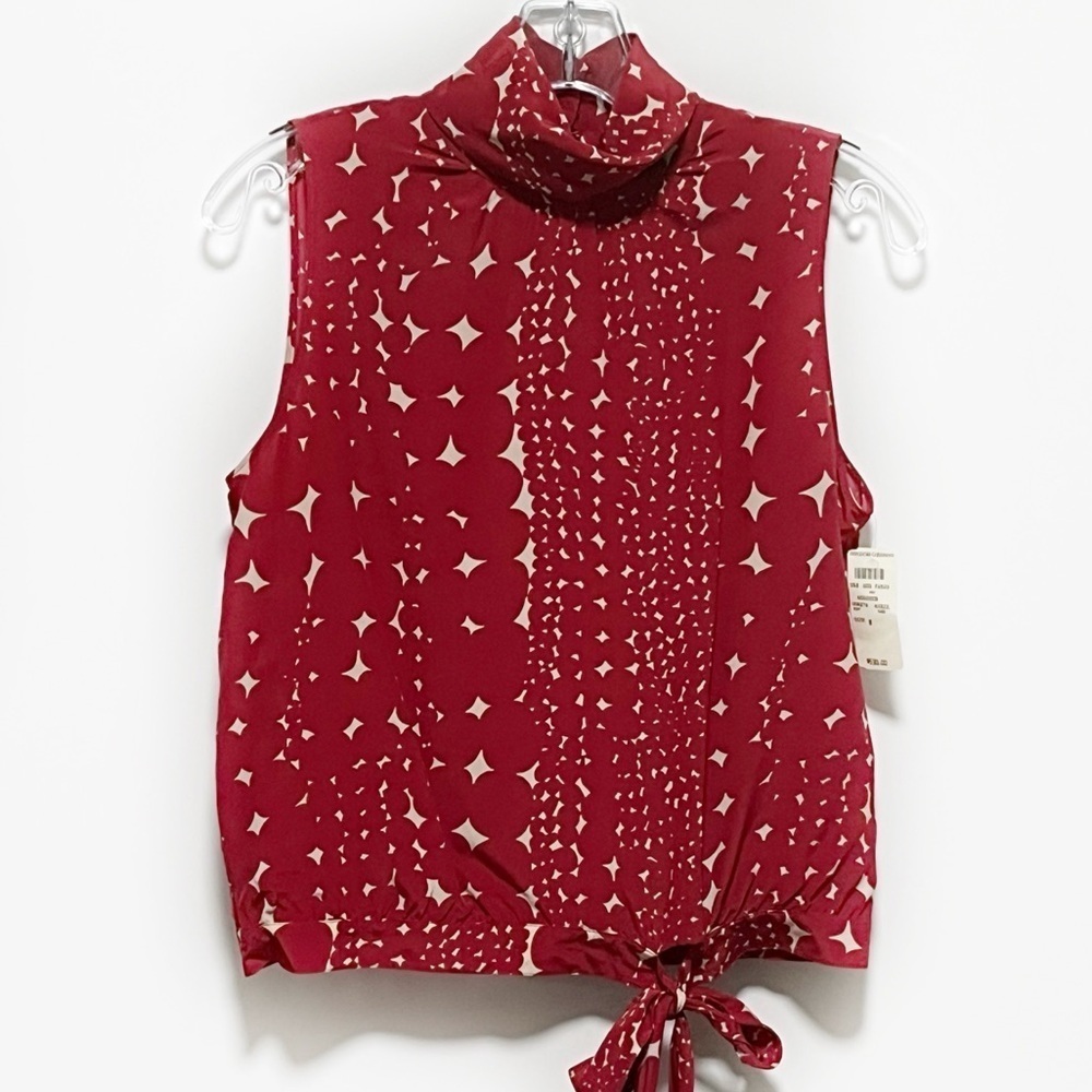 Moschino Boutique Couture Luxury Chiffon Silk Sleeveless Chic Vintage Bow Blouse